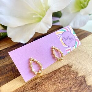 NEW 18K Gold Filled CZ Clear Drop Stud Earrings